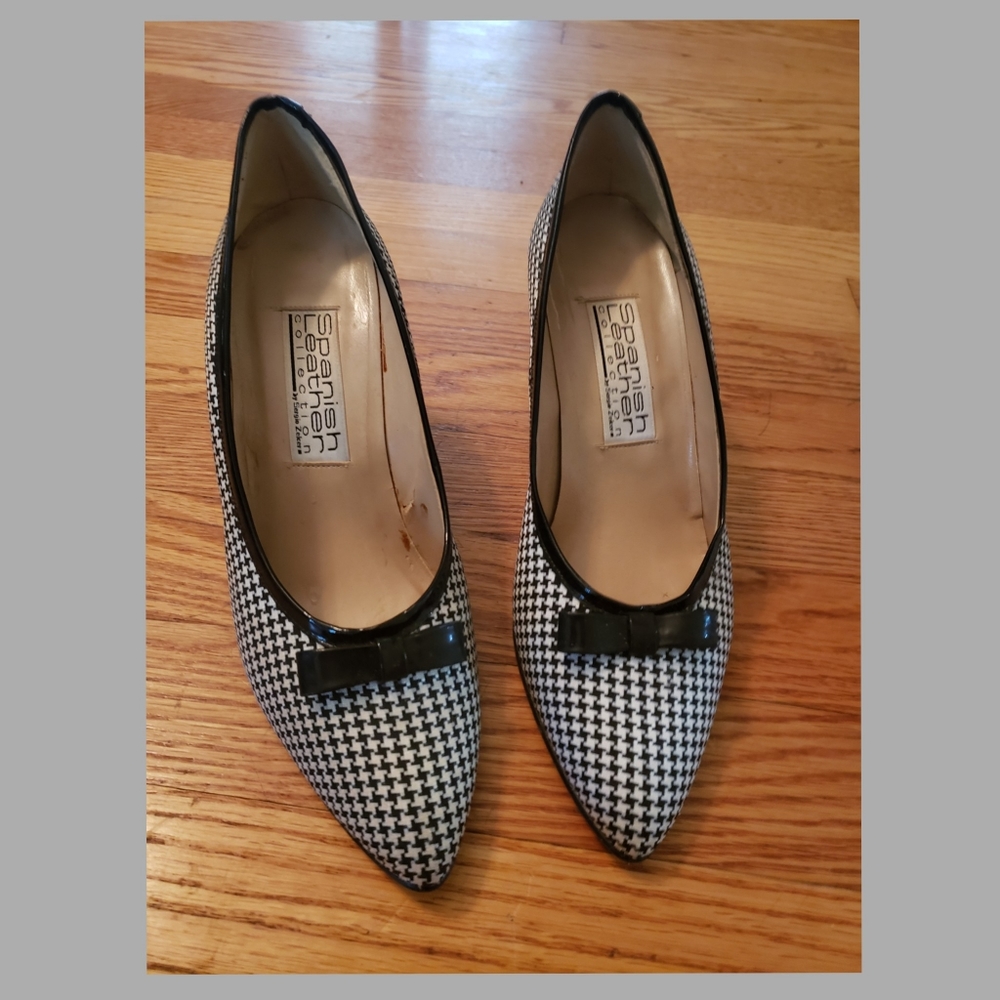 Vintage 50's Houndstooth Italian Leather Heels